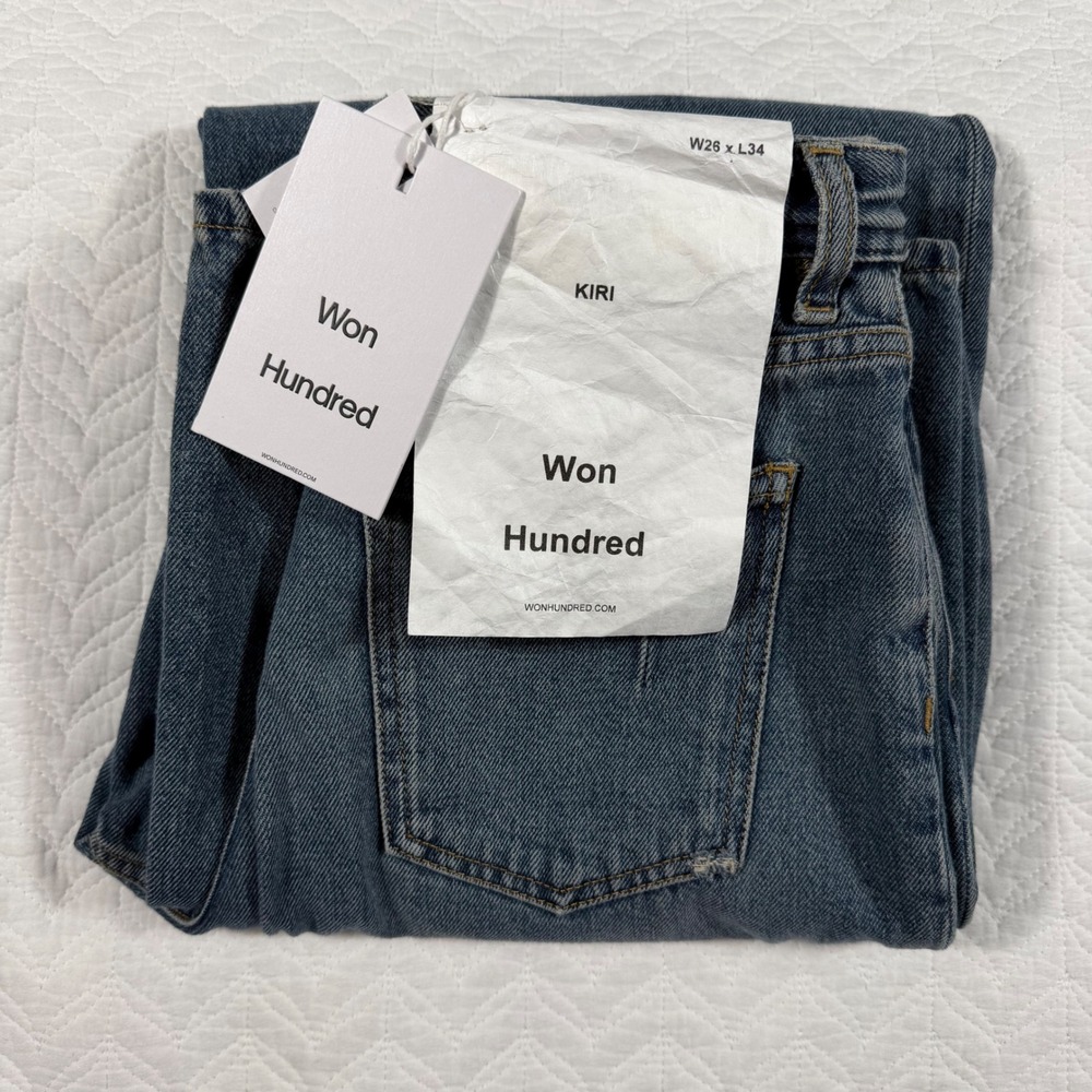 Won Hundred‎ Kiri Jeans Women 26x32 Blue Wide Leg High Rise Made in Italy NWT